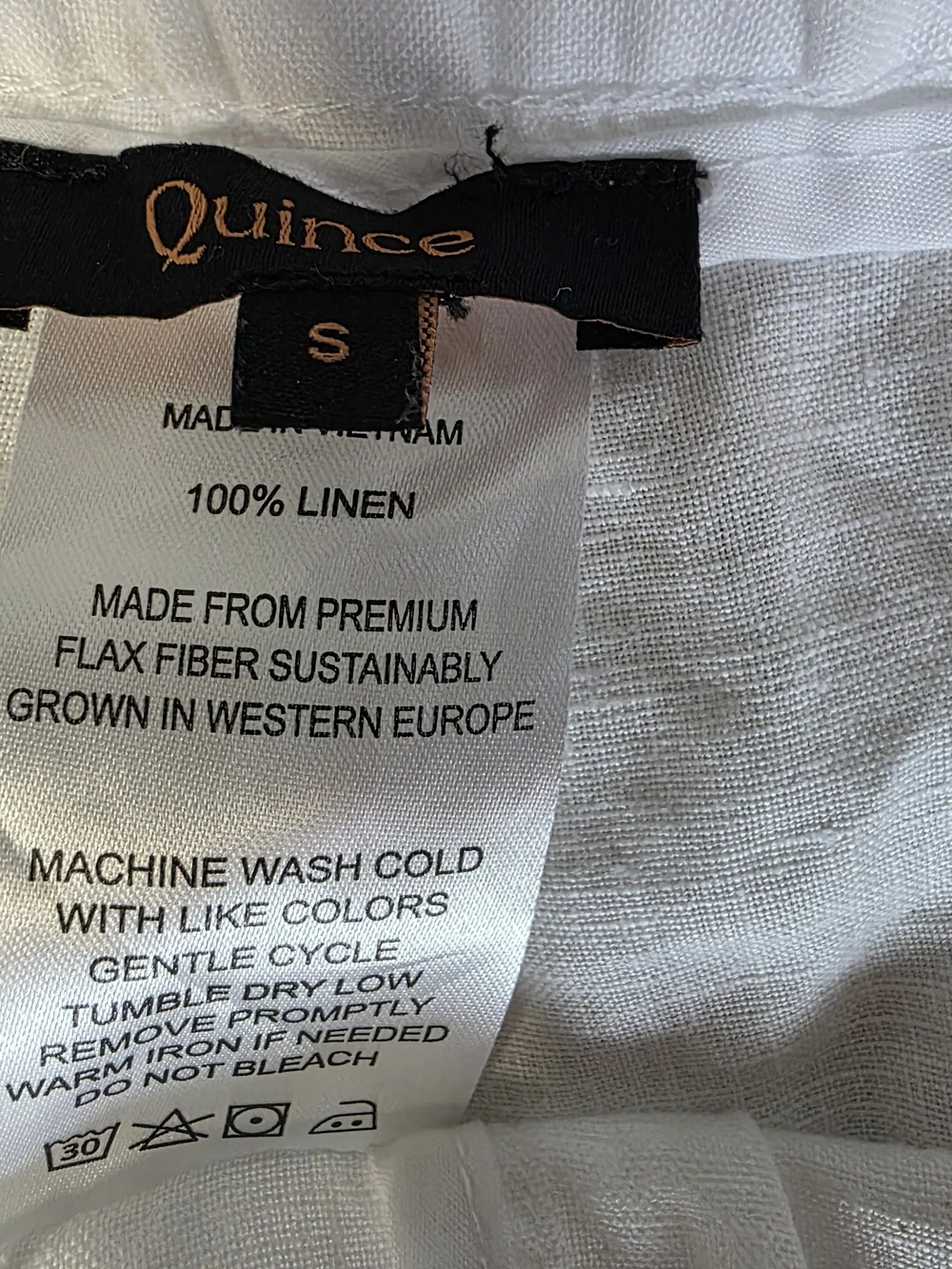 Quince 100% Linen White Pull On Pants Size Small Coastal Minimalist